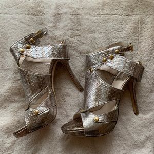 Christian Dior Gold Snakeskin Cage Sandals